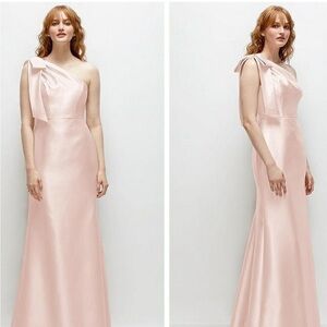 ALFRED SUNG One-Shoulder Satin Gown in Blush